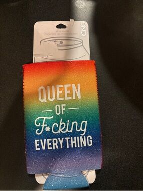 Icing Rainbow Glitter 'Queen of F*cking Everything' Can Koozie